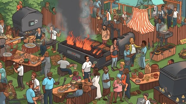 Foto un concurso de barbacoa de la ciudad