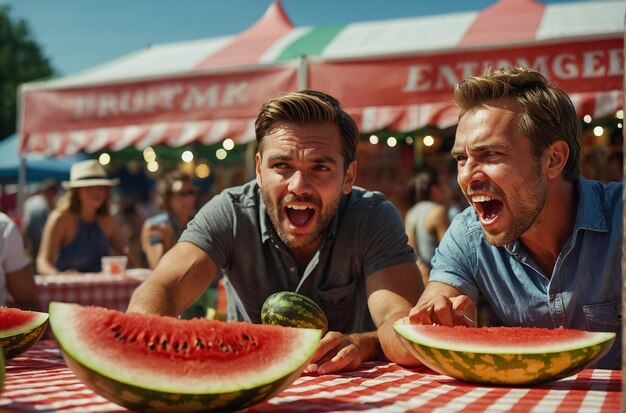 Un concurso de sandía en una feria de verano