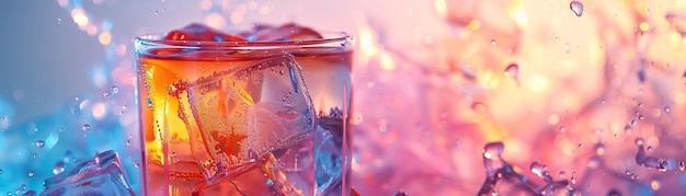 Condensación en vidrio con fondo borroso colorido Hidratación y concepto de verano para anuncios