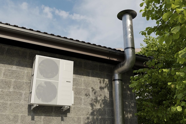 condicionador de ar de ventilador duplo e duto de ar 3d