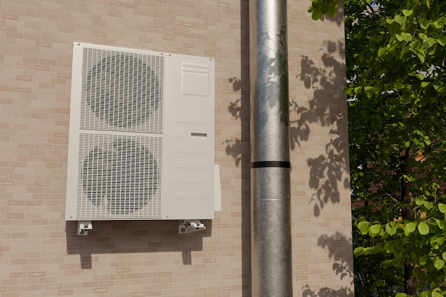 Foto condicionador de ar de ventilador duplo na parede da casa 3d