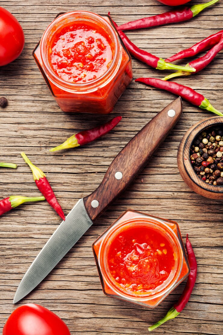 Foto condimento picante, salsa