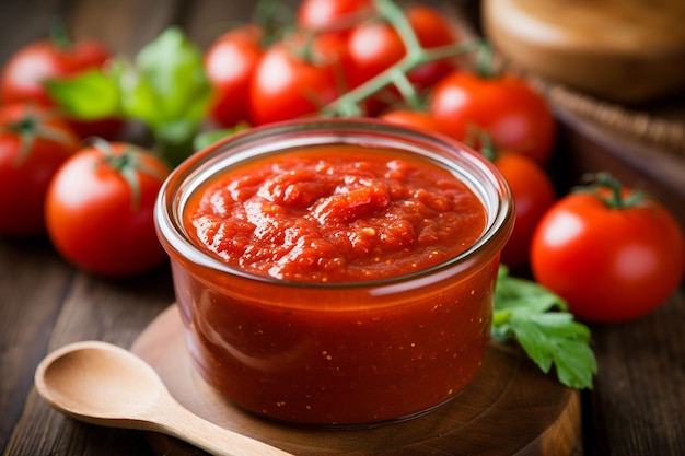 Foto condimento con sabor a base de tomate