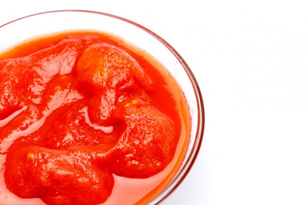 Condimento de vidrio pequeño tazón de salsa de tomate rojo salsa de tomate de peree