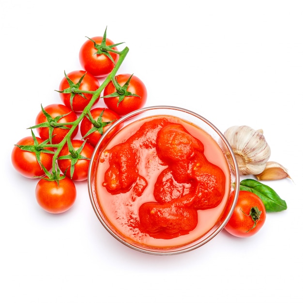 Condimento de vidrio pequeño tazón de salsa de tomate rojo salsa de tomate de peree