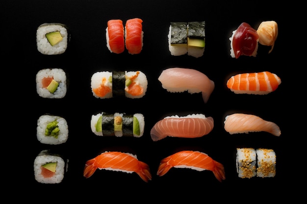 Condimentos de sushi de fotografia de comida fundo branco