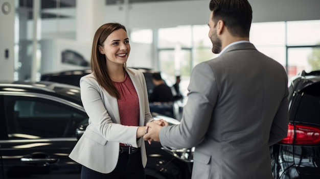 Foto conducir los sueños del viaje de un cliente en el concesionario de automóviles