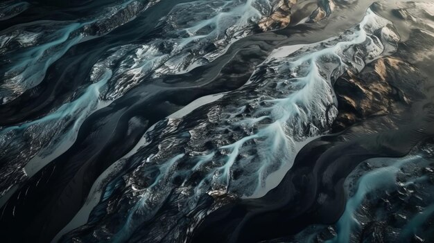 Un conducto frío de más de una foto etérea de las corrientes de agua de las masas frías islandesas Generado por IA