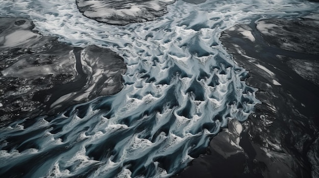 Un conducto frío de más de una foto etérea de las corrientes de agua de las masas frías islandesas Generado por IA
