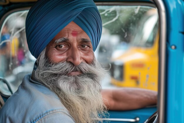 El conductor de taxi adulto sikh genera IA