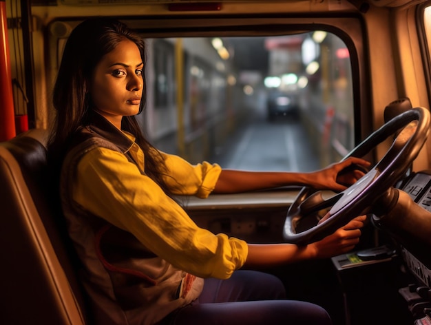 Foto conductor de taxi mujer