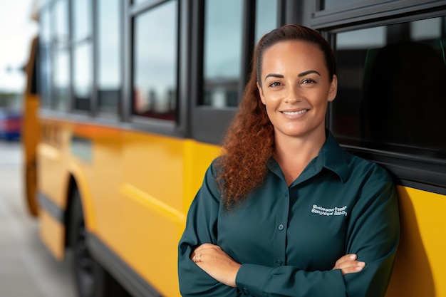 Foto conductora de autobús generada por ia