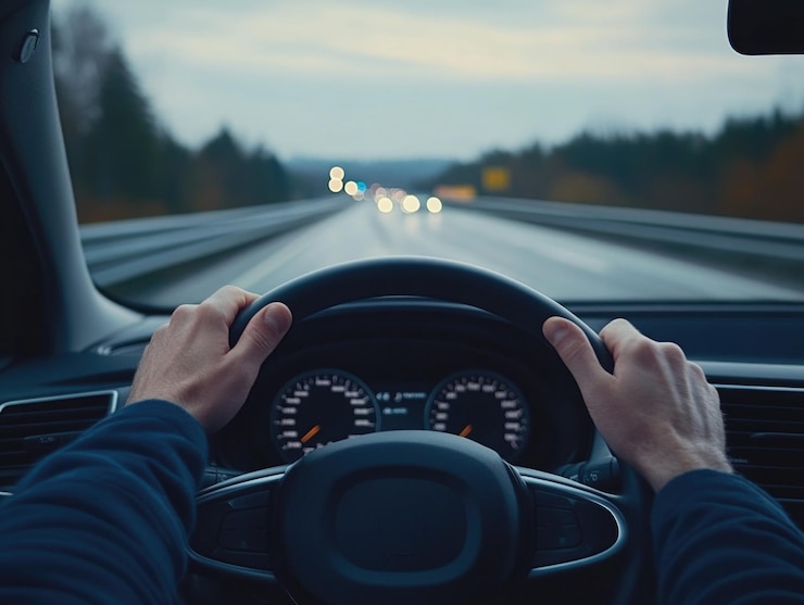 Foto conduzir um carro na rodovia