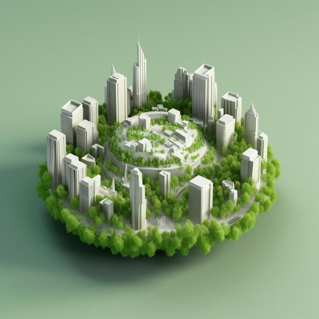 Ícone 3D Cityscape Chic em fundo branco