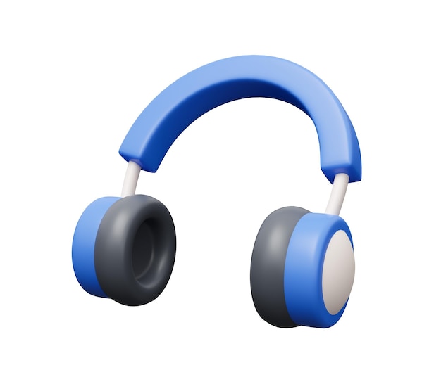 Ícone 3d de fones de ouvido de música 3d render ilustração de ícone mínimo de desenho animado