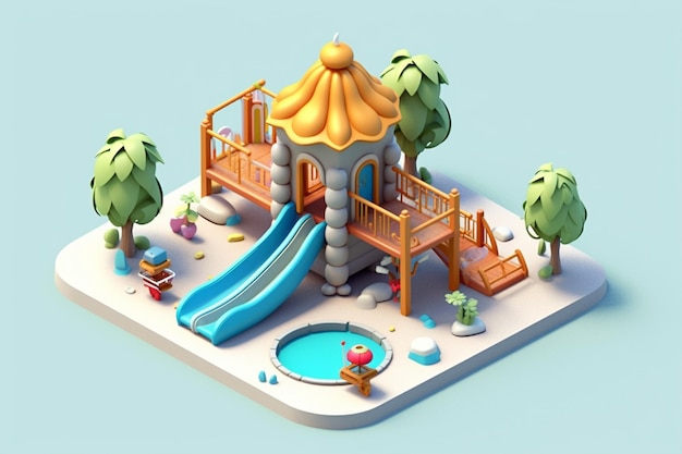 Ícone 3d do parque infantil para crianças do jardim de infância