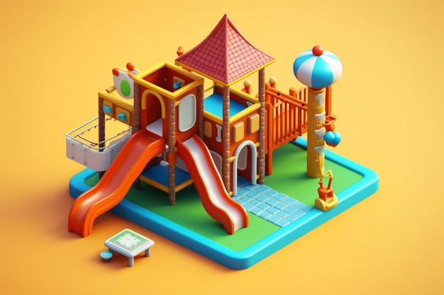 Ícone 3d do parque infantil para crianças do jardim de infância