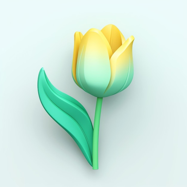 Ícone colorido da tulipa 3d com flor ciano