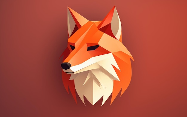 Ícone da raposa vermelha em esplendor 3D simples