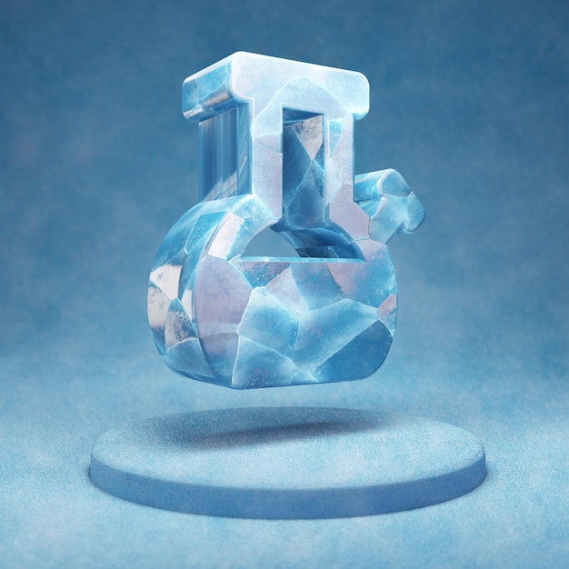 Ícone de bong. Símbolo de Bong de gelo azul rachado no pódio de neve azul. Ícone de mídia social para site, apresentação, elemento de modelo de design. Renderização 3D.