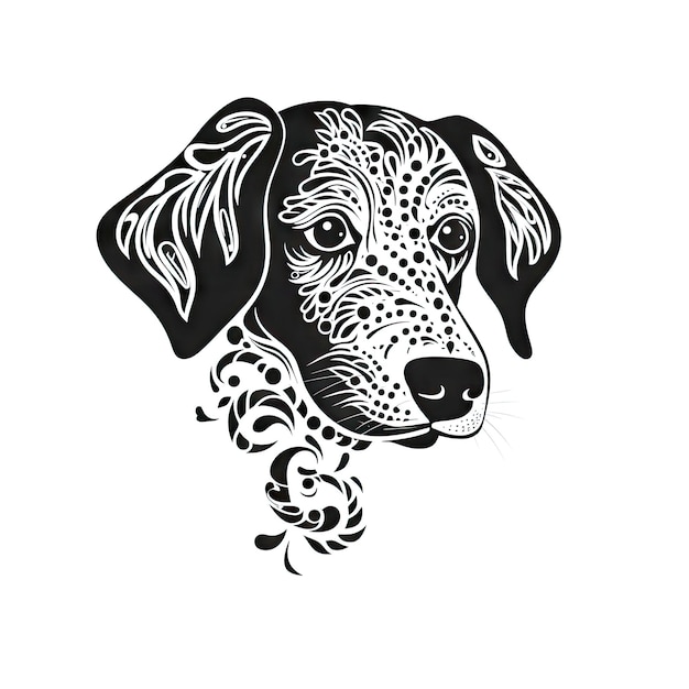 Ícone de cão ornamentado cão isolado horóscopo chinês símbolo mínimo de cães em fundo branco generativo ai ilustração