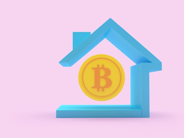 Ícone de casa com bitcoin