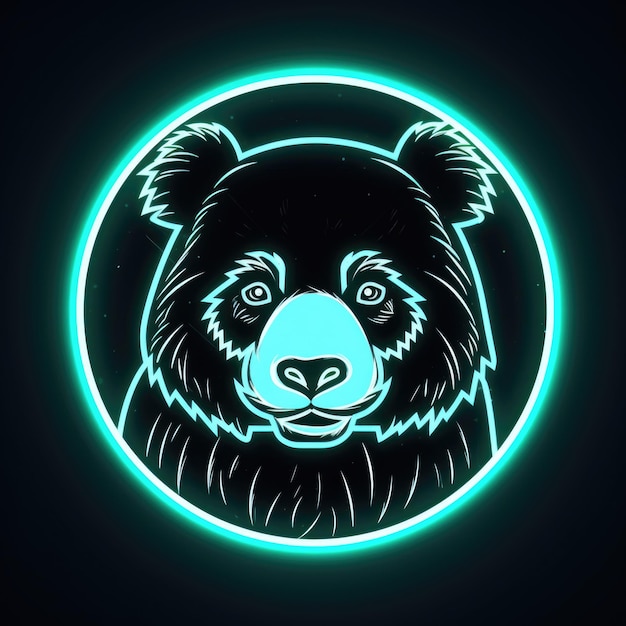 Ícone de contorno de Neon Panda com um efeito de luz