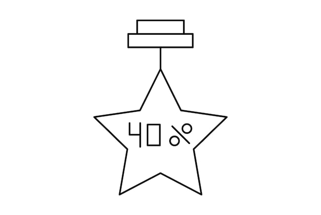 Ícone de contorno plano estrela símbolo minimalista arte de sinal de linha preta