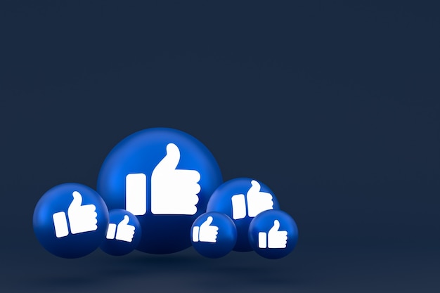 Ícone de Curtir do Facebook emoji de reações, símbolo de balão de mídia social em fundo azul