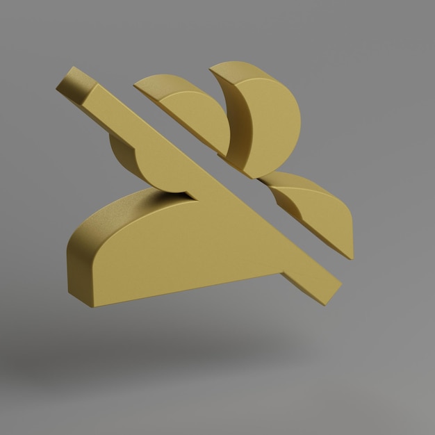 Ícone de desligamento do grupo Símbolo amarelo Ícones sociais em fundo cinzento Ilustração de renderização 3D Background