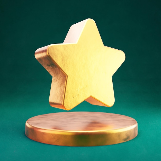 Ícone de estrela. Símbolo Fortuna Gold Star com fundo Tidewater Green. Ícone de mídia social renderizado 3D.