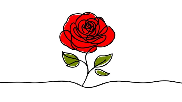 Ícone de flor de rosa Desenho contínuo de uma linha Ilustração vetorial