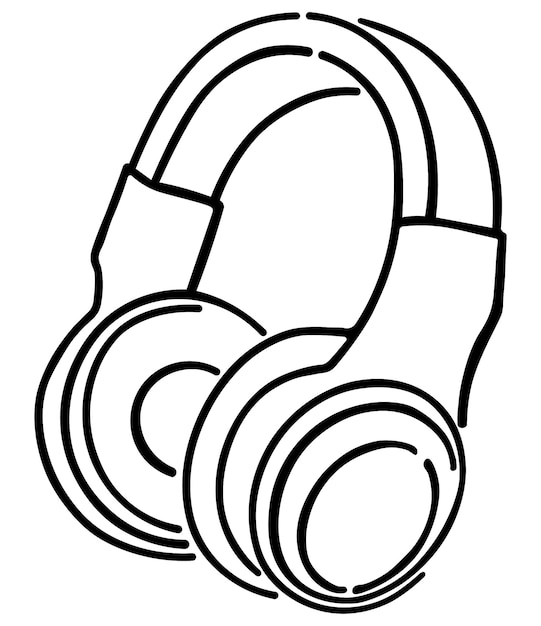 Ícone de fone de ouvido de linha preta isolado em fundo branco com caminho de corte