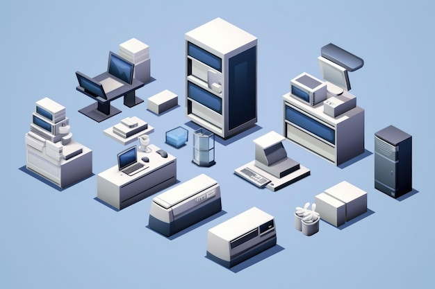 Ícone de fotocopiadora de escritório em estilo 3D