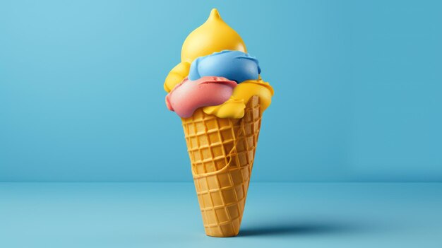 cone de gelado em fundo azul