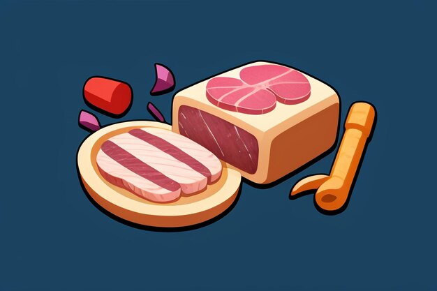 Ícone de interface do usuário de comida ocidental de carne, design de suporte, estilo de bife gourmet, elemento de renderização de desenho animado 3D c4d