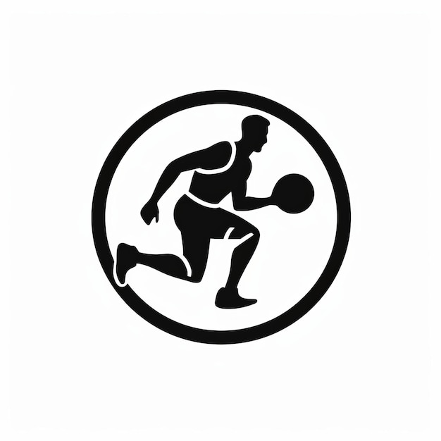 Ícone de jogador de basquete minimalista em ilustração vetorial de círculo