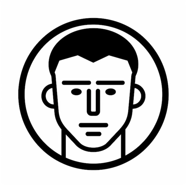 Ícone de linha preta inspirado no Poetcore de um rosto masculino