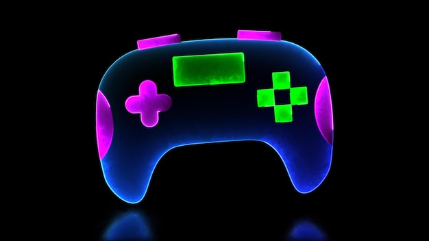 Ícone de looping brilhante jogo de vídeo alegria efeito néon fundo preto
