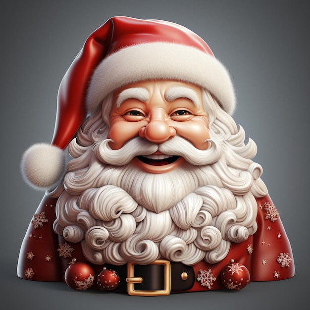 Ícone de Natal do Papai Noel isolado ilustração de renderização 3d