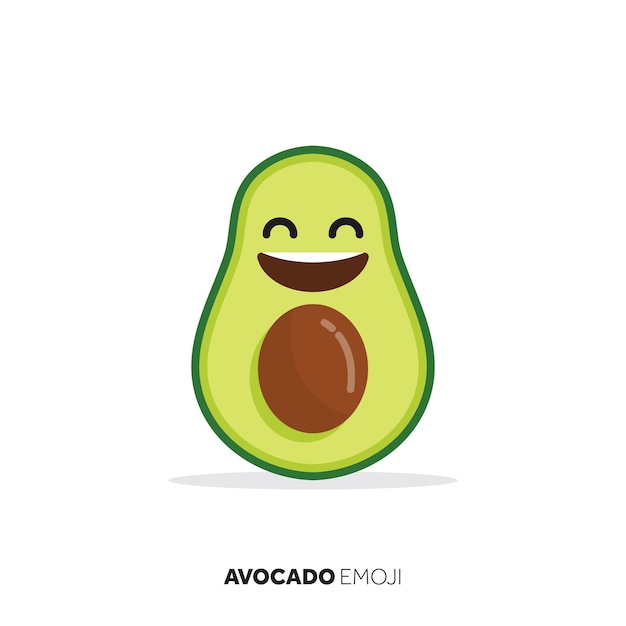 Ícone de personagem emoji fofo de fruta abacate