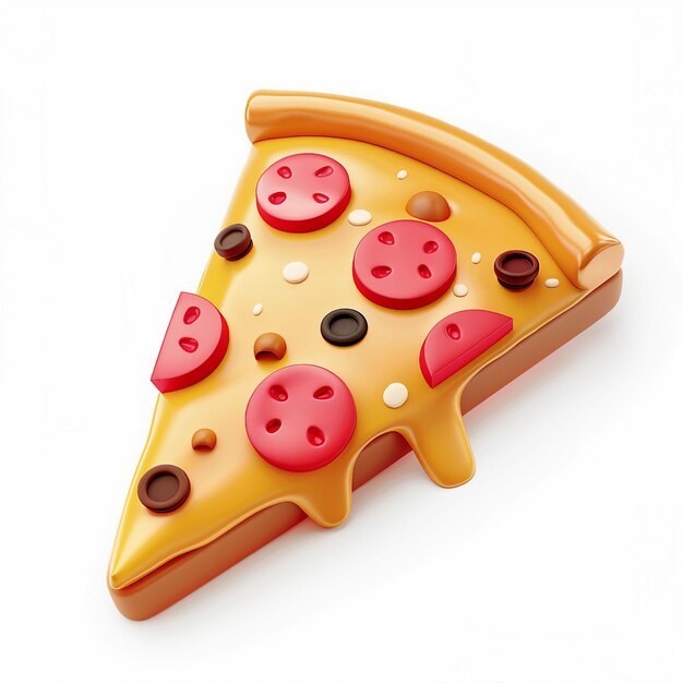 Ícone de pizza bonito renderização 3D de fundo branco IA generativa