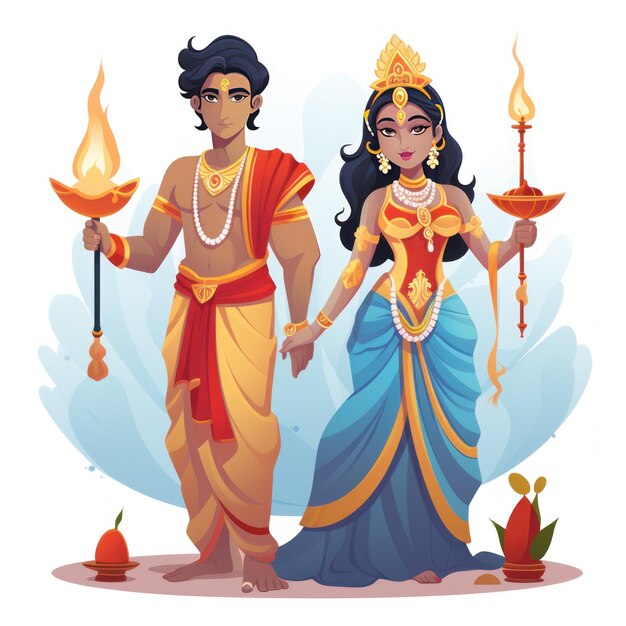 Ícone de Rama e Sita para o Diwali