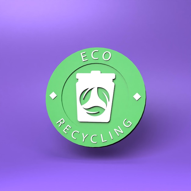 Ícone de reciclagem ecológica Conceito de ecologia 3d render ilustração