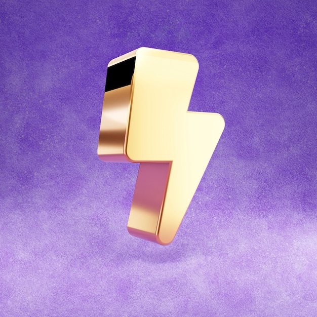 Ícone de relâmpago isolado em veludo violeta