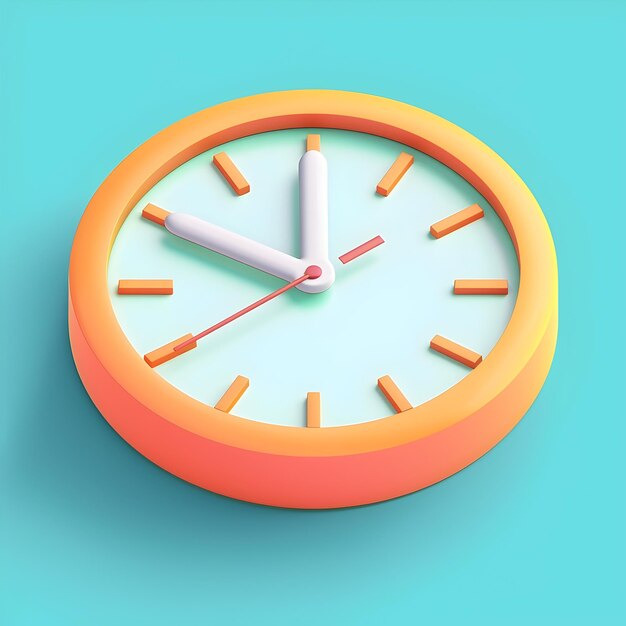 Ícone de relógio D isométrico vibrante para design de interface digital