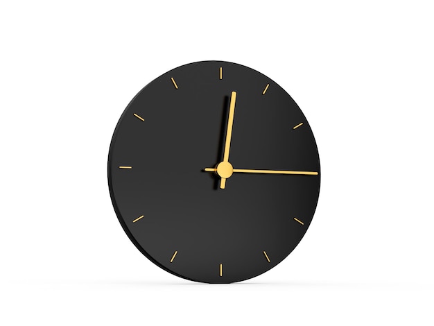 Ícone de relógio de ouro premium isolado 1215 horas quarto para um ícone preto doze quarenta e cinco horas