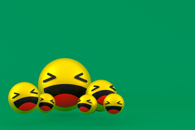 Ícone de risada Reações do Facebook emoji renderização 3D, símbolo de balão de mídia social em verde