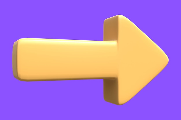 Ícone de Seta 3D Amarelo com Fundo Roxo 17