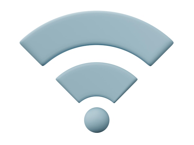 Ícone de sinal de internet Wi-Fi isolado em fundo branco Render 3D
